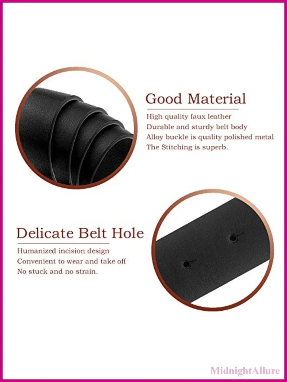 Women's PU Leather Double O Ring Waist Belt Faux Leather